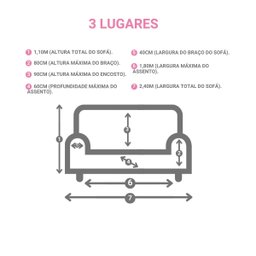 Capa Para Sofa 3 Lugares Super Resistentes Carolina Gold Bege - 4