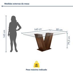 Conjunto Sala de Jantar Mesa Classic Tampo de Vidro 6 Cadeiras Vitória Cel Móveis - 3