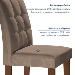 Conjunto Sala de Jantar Mesa Classic Tampo de Vidro 6 Cadeiras Vitória Cel Móveis - 12