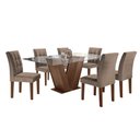 Ver imagem 2 de Conjunto Sala de Jantar Mesa Classic Tampo de Vidro 6 Cadeiras Vitória Cel Móveis