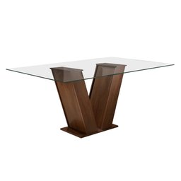 Conjunto Sala de Jantar Mesa Classic Tampo de Vidro 6 Cadeiras Vitória Cel Móveis - 5