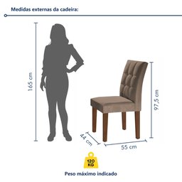 Conjunto Sala de Jantar Mesa Classic Tampo de Vidro 6 Cadeiras Vitória Cel Móveis - 4