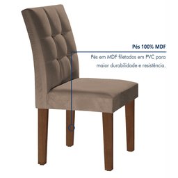 Conjunto Sala de Jantar Mesa Classic Tampo de Vidro 6 Cadeiras Vitória Cel Móveis - 11