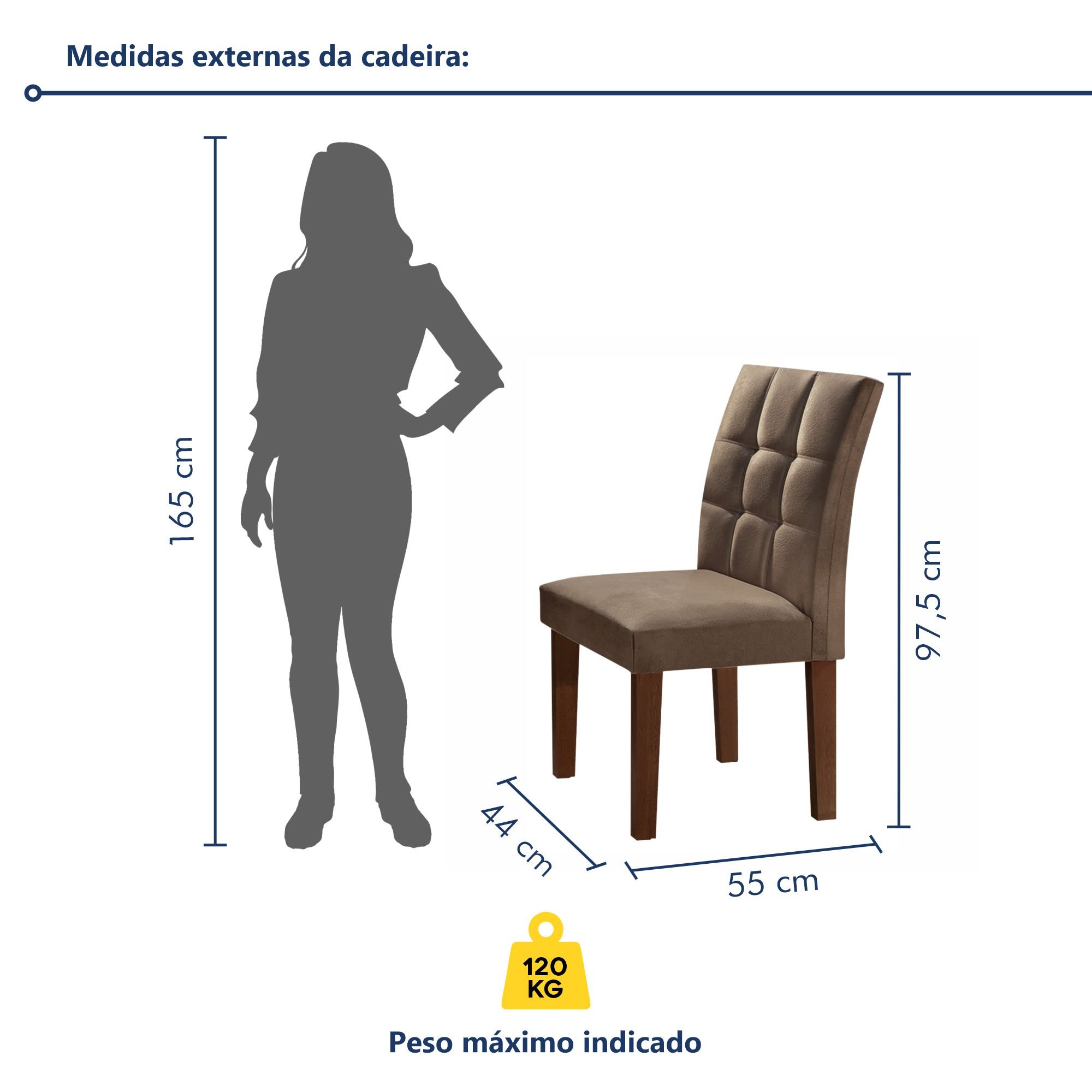 Conjunto Sala de Jantar Mesa Classic Tampo de Vidro 6 Cadeiras Vitória  - 10