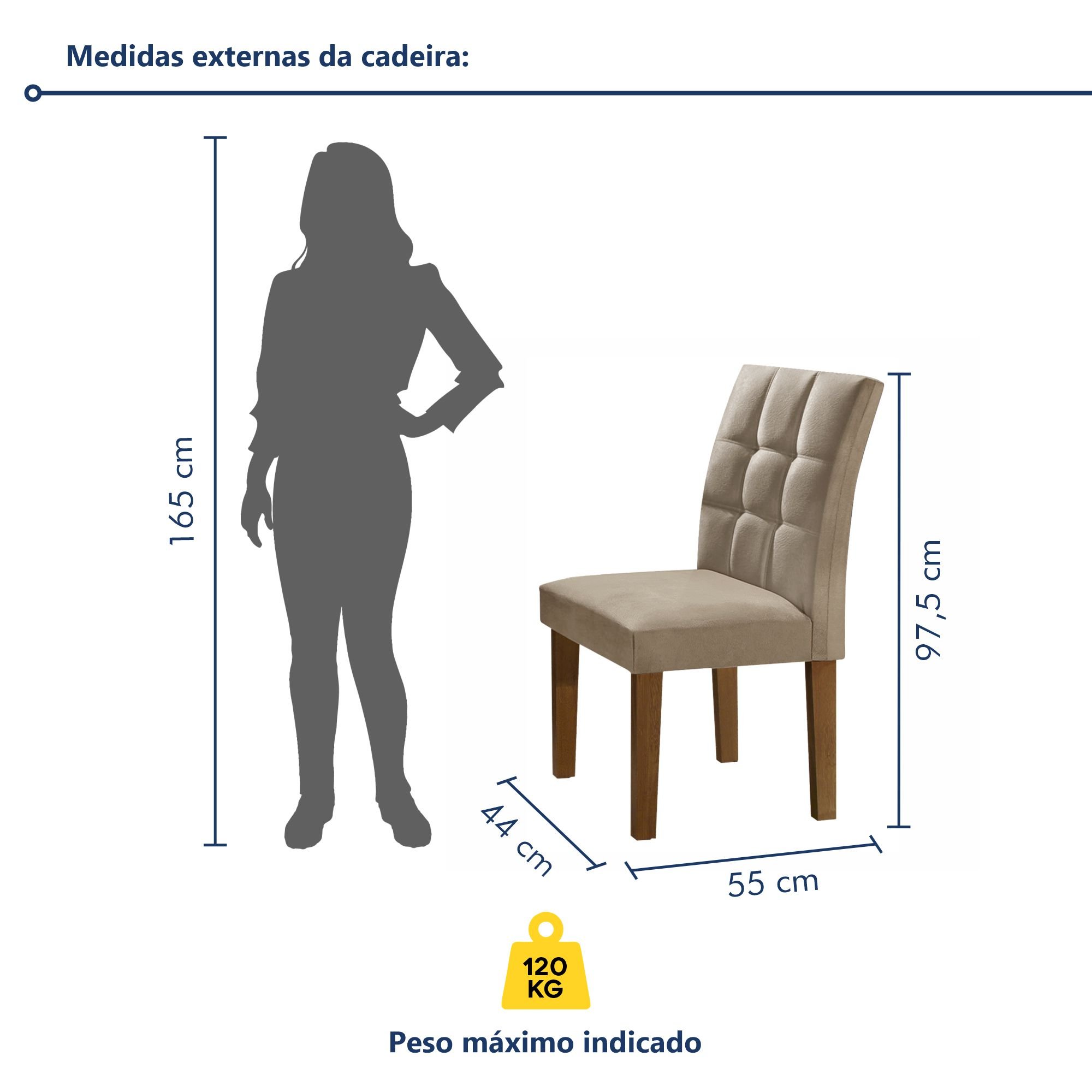 Conjunto Sala de Jantar Mesa Classic Tampo de Vidro 6 Cadeiras Vitória  - 10