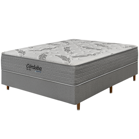Cama Box + Colchão Casal Córdoba Molas Ensacadas Duo Face 138x188x70cm - Macio