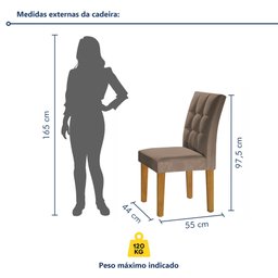 Conjunto Sala de Jantar Mesa Classic Tampo de Vidro 6 Cadeiras Vitória  - 4