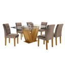 Ver imagem 2 de Conjunto Sala de Jantar Mesa Classic Tampo de Vidro 6 Cadeiras Vitória