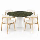 Ver imagem 2 de Mesa de Jantar Cone Redonda 150 cm Tampo Mármore Verde Vitória Régia Base Laca Branca