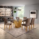 Ver imagem 1 de Conjunto Sala de Jantar Mesa Classic Tampo de Vidro 6 Cadeiras Vitória
