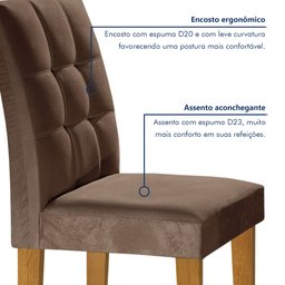Conjunto Sala de Jantar Mesa Classic Tampo de Vidro 6 Cadeiras Vitória  - 6