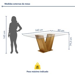 Conjunto Sala de Jantar Mesa Classic Tampo de Vidro 6 Cadeiras Vitória  - 9