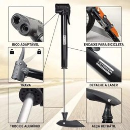 Mini Bomba de Encher Pneu Bico para Bicicleta + 41 Peças Chave - 4