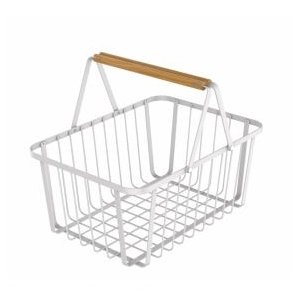 CESTO COM ALCA METALLA BRANCO 36x26x15,6cm