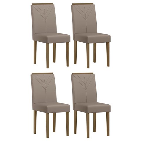 Conjunto 4 Cadeiras Amanda Imbuia/veludo Marrom Rosê - New Ceval