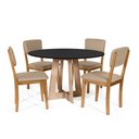 Ver imagem 1 de Mesa de Jantar Redonda Montreal Pret/jade com 4 Cadeiras Estofadas Ella Bege