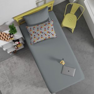 Jg de Cama 2 Pçs Infantil Portallar Mickey Classic Malha Cinza