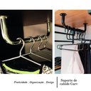 Ver imagem 4 de Suporte Tubo para Cabides Arara Cabideiro 73cm de Teto Closet Masutti Organizador Curvado Preto