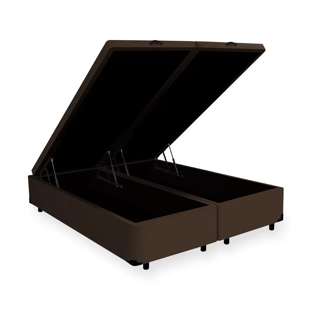 Cama Box Baú Casal Bipartido Sintético Marrom - 2