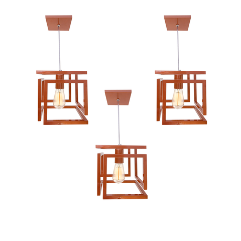 Kit 3 Pendente Infinity Poptem Cubo Aluminio Cobre Luminária Lustre 20cm Sala