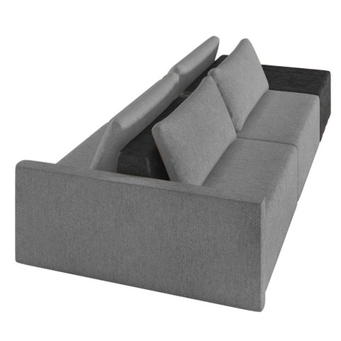 Sofá Ilha 2 Lugares Living 272cm Modulado Lary Linho Pu Pto K01 Cor Grafite