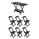 Ver imagem 1 de Conjunto Mesa De Madeira Dobravel 1,20X70 Preto 6 Cadeiras - Preto