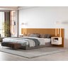 Cabeceira Ripado para Cama King Size Maracá Nature com 2 Mesa de Cabeceira Jatobá com Led Offwhite - - 3