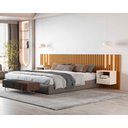 Ver imagem 3 de Cabeceira Ripado para Cama King Size Maracá Nature com 2 Mesa de Cabeceira Jatobá com Led Offwhite -