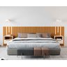 Cabeceira Ripado para Cama King Size Maracá Nature com 2 Mesa de Cabeceira Jatobá com Led Offwhite - - 1