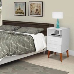 Mesa de Cabeceira 2 Gavetas Rubi Branco - Kit com 2 - 1