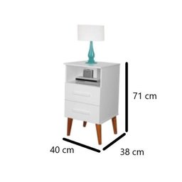 Mesa de Cabeceira 2 Gavetas Rubi Branco - Kit com 2 - 2