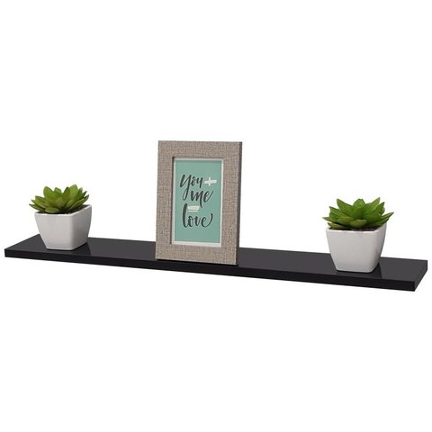 Kit 8 Prateleiras 50 x 10cm Preta Suporte Invisível