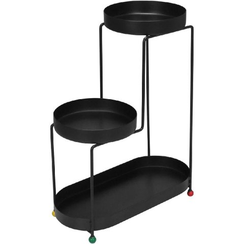 Suporte para Vasos Planta Cachepô 3 Niveis Home&co Metal 45x35x17cm Preto