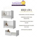 Ver imagem 5 de Berço Americano 3 em 1 com Rodízios e Guarda-roupa Pimpolho Multimóveis Mp4386 Branco