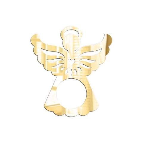 Porta Guardanapo Anjinho Espelhado Kit com 4 Peças 7cmx8cm - Cria Arte Laser Dourado