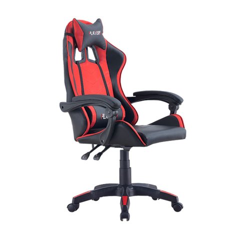 Cadeira Gamer Reclinável Giratória Preto-vermelho Players Almofada Pc Youtuber Pés Rodizio Poliureta