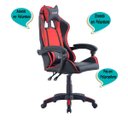 Ver imagem 6 de Cadeira Gamer Reclinável Giratória Preto-vermelho Players Almofada Pc Youtuber Pés Rodizio Poliureta