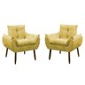 Kit 2 Poltrona Decorativa Sala Estar Escritório Quarto Prime: Amarela - 1