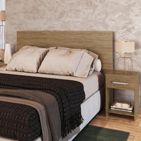 Cabeceira com 2 Mesas de Apoio Ca41 Decibal Wood Wood