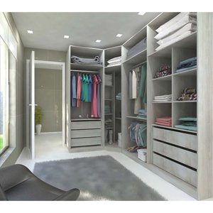 Guarda Roupas de Canto Closet Aberto 3 Módulos com 6 Gavetas 4 Cabideiros Prime Luciane Móveis