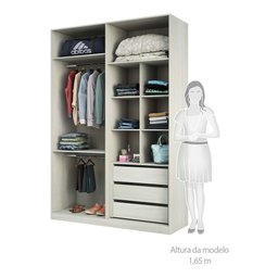 Guarda Roupas de Canto Closet Aberto 3 Módulos com 6 Gavetas 4 Cabideiros Prime Luciane Móveis - 3