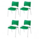 Ver imagem 1 de Cadeira Iso Base Branco Escola, Escritório Verde - Kit 4 Un
