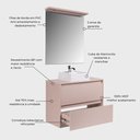 Ver imagem 2 de Gabinete para Banheiro Rosa Dubai 1 Porta 1 Gaveta MDF 80cm Rosa com Cuba e Espelho LED On Móveis