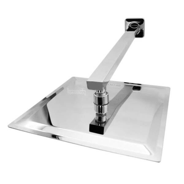 Ducha Chuveiro Quadrada Inox 304 30X30 cm Com Braço Quadrado 38 cm 7776 - 1