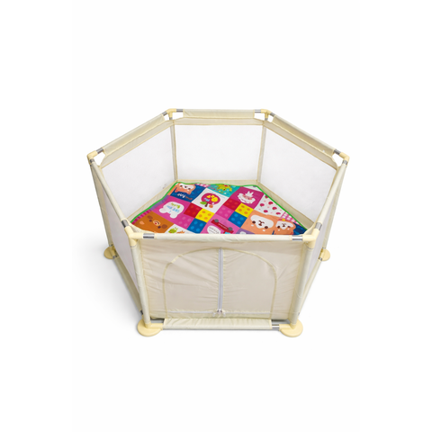 Chiqueirinho para Bebê Rister Baby Amarelo com Tela – Chiqueirinho Seguro, Dobrável e com Tapete