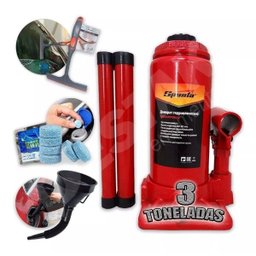 Macaco Garrafa 3 Toneladas e Funil e Kit P/Limpar para Brisa - 1