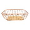 Cesta Fruteira Metal Aramado Retangular Rosê Premium Fundo Madeira Singapura 29cm - Yazi - 1