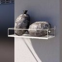 Ver imagem 3 de Lixeira de Parede Externa Retrátil Muro Residencial Cesto de Lixo Grande de Rua em Aço Branco