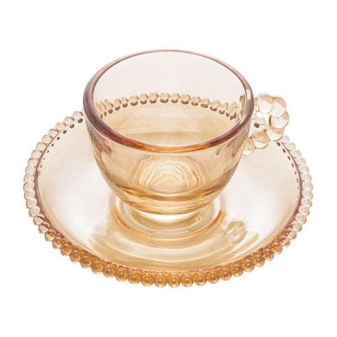 Jogo 4 Xícaras De Café Cristal Âmbar Pearl Wolff