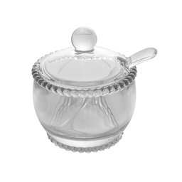 Açucareiro de Cristal C/Colher Pearl Bolinha Transparente Wolff - 1